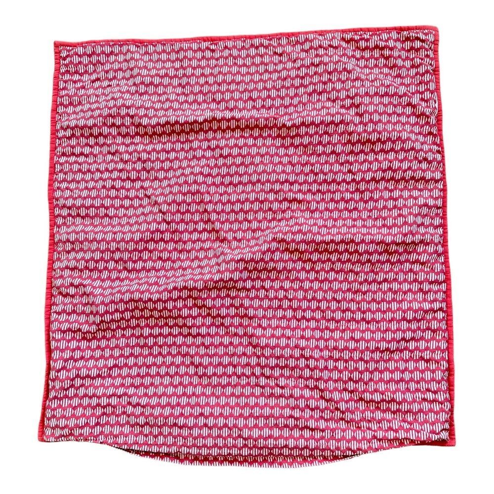 West Elm Pillow Sham Square 26x26" Red White Geometric Print Cotton